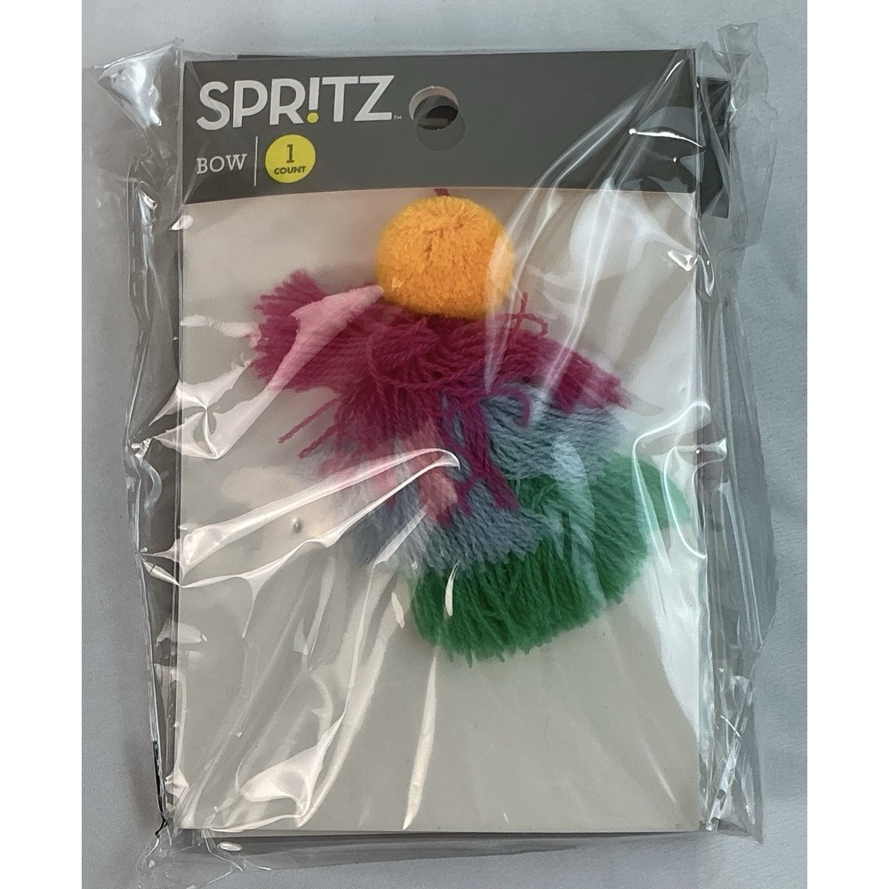 2 Packs of Spritz Multicolor Yarn Pom Bow Gift Topper - 3 Count -‎ Wrapping Top